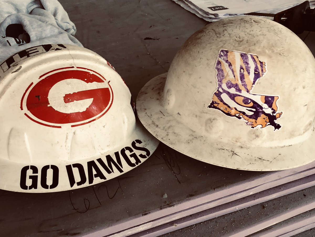 Tattedbrad's tweet photo. @SportsGuyLance @that_dash @finebaum @Jakewim @bobounds @BarrettSallee @dixonbryce @SECNetwork itโs been an interesting week to say the least!! #Construction #friendlyfeud #GODAWGS #UGAvsLSU #saturdaysarefortheboys #sec https://t.co/zhLjSG369y