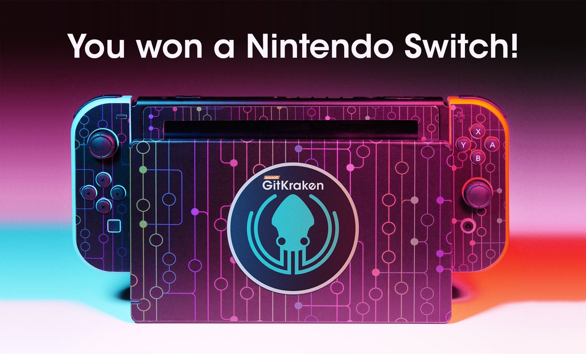 GitKraken's tweet image. Congratulations Tom L. 🎉! You&apos;ve been selected to #win a GitKraken Nintendo Switch! Thanks for the referral, Joshua F. You also win a Switch! 🎮🎮 Want to be our next winner? Get your referral link today! ✨ gitkraken.com/referrals  #GitGloing