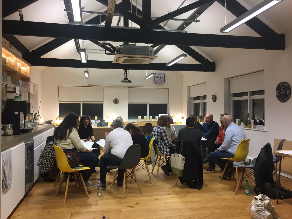 StillpointHQ's tweet image. This evening’s workshop by #StillpointSpacesLondon’s Christina Moutsou is in full swing - attendees discuss short stories from her new collection. Launching later tonight! #labevents