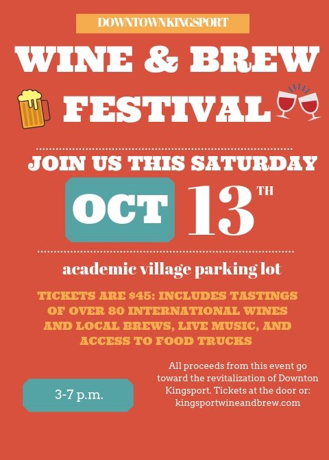 TOMORROW! Best part- all of the money raised goes toward the revitalization of #downtownkingsport AND the weather is going to be BEAUTIFUL!!!!