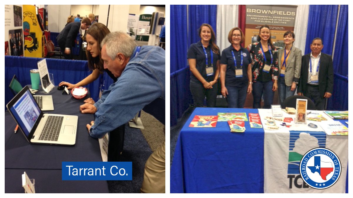 txrrc's tweet photo. @TxRRC staff joins fellow #TxEmployees from @TCEQ to get the word out about #brownfields at day 2 of the #TMLAC2018 in #FortWorth.
#TxEnergy #TxLege @TML_Texas https://t.co/PwXbiwG8yw