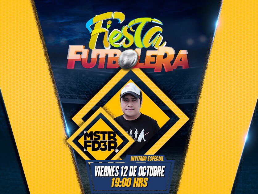 Hoy en #FiestaFutbolera tendremos a @MasterFad3r de invitado.  Los esperamos hoy a las 7pm en @TigoSportsGt !!!