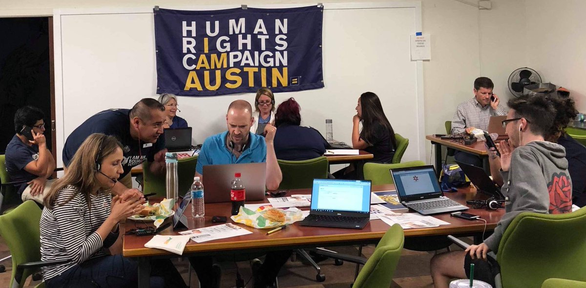 HRC phone banking for pro-equality candidates in Austin, Texas.