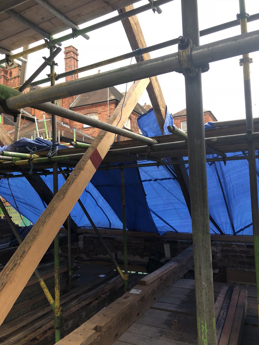 Building_Survey's tweet image. It pays to know the right people and I was lucky enough to be invited back to look how this redevelopment of a listed building is coming along.

The trusses have been away for repair and we just installed back on the building this week. #spliced