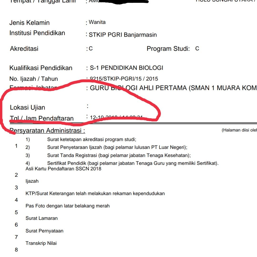aendr_i's tweet photo. @BKNgoid min kalau kasus nya lupa isi tempat tes (lokasi ujian) gimana ya ?? https://t.co/hQUv0gr6HL