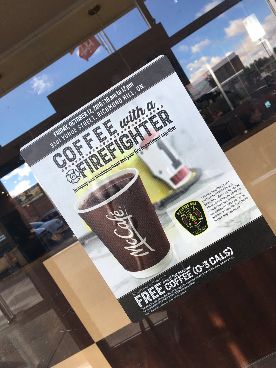 RHFES's tweet image. We are here! Come have a coffee! @McDonaldsCanada #RichmondHill locations at Yonge/16th, Bayview/Major MacKenzie, Valleymede/Highway 7. #FREECoffee #freequestions #freeconversation