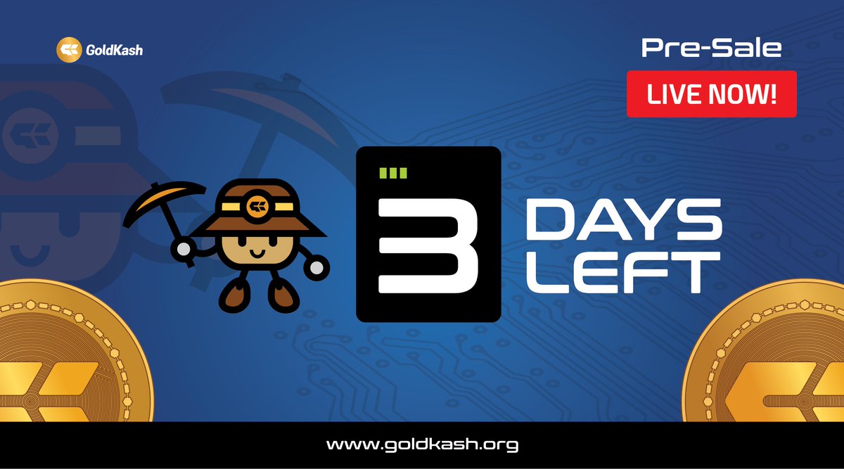 There's only 3 days left for you to be a part of our pre-sale round! Time is running out. Dont miss this opportunity,
To participate airdrop, just register on our web wallet (wallet.goldkash.org) and receive 
your free XGK after the Mainnet release (15th of October)