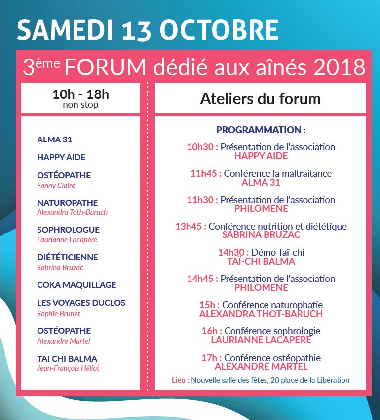 On vous attend demain à la Nouvelle Salle des Fêtes pour le troisième Forum dédiés aux seniors !