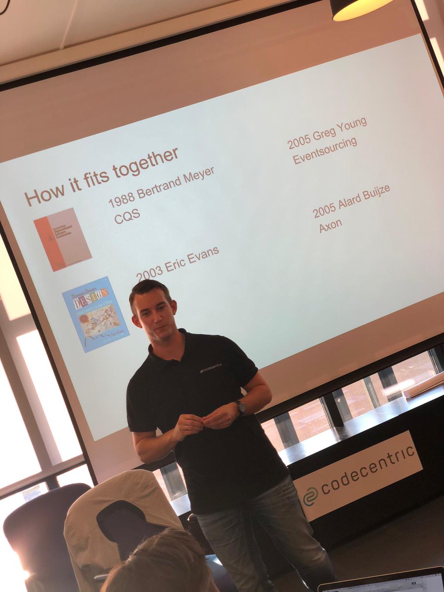 codecentric_nl's tweet image. Gisteren tijdens onze DevThursday hebben we weer een interessante workshop gehad over #cqrs en #ddd. Gegeven door onze collega’s: @kevin_ingen @PatrickDronk @BasGrinsven #devthursday #kennisdelen #goedhetweekendin