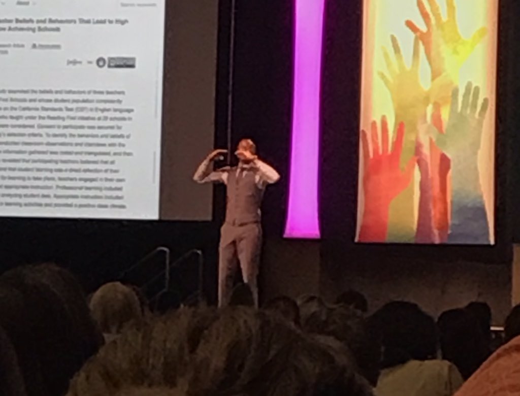 mal_fleck's tweet photo. Love what @MichaelBonner_ just said about standing at your door, greeting students. It’s such a simple, but important and effective way to engage students and build relationships! 🙌🏼 @NDDPI #FallEducatorsConference #tlc161 https://t.co/6serzWuL2y