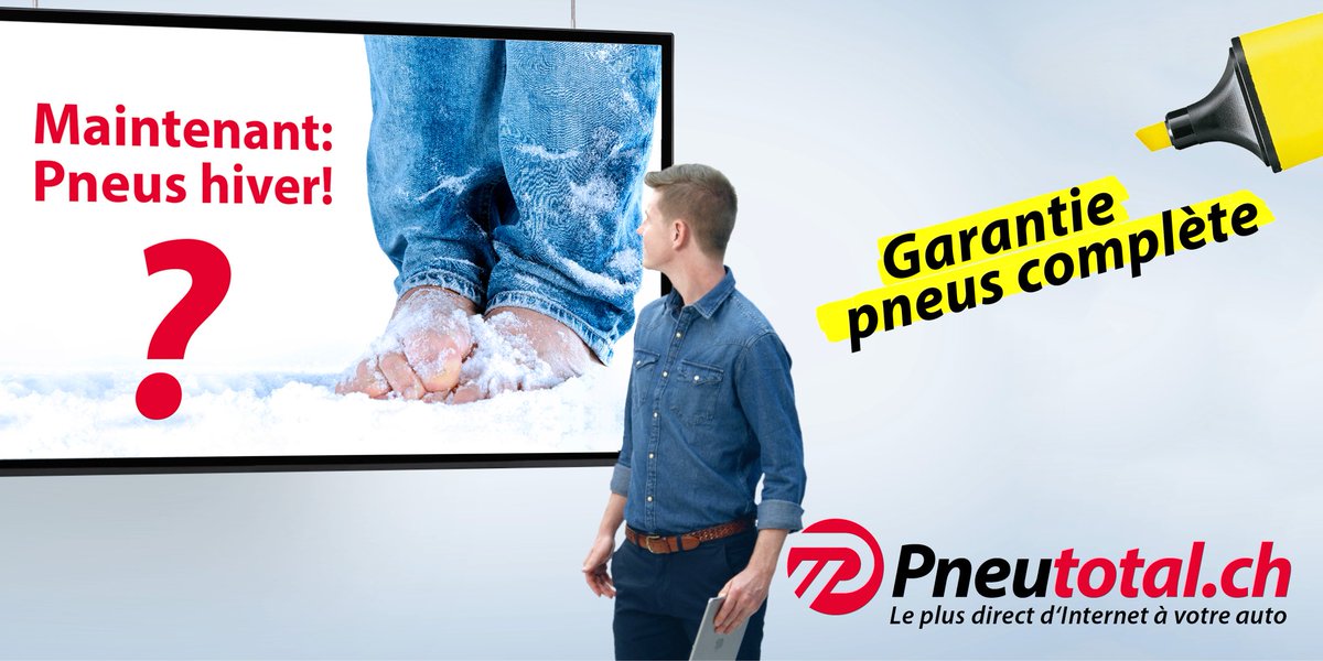 Pieds nus? Pas une bonne idée. Passez à l'hiver. Avec la boutique en ligne suisse pneutotal.ch. Et comme vous n'avez pas à transporter de pneus, que vous obtenez une garantie sur les pneus et que vous ne payez qu'après l'installation, vous aussi serez très satisfait.