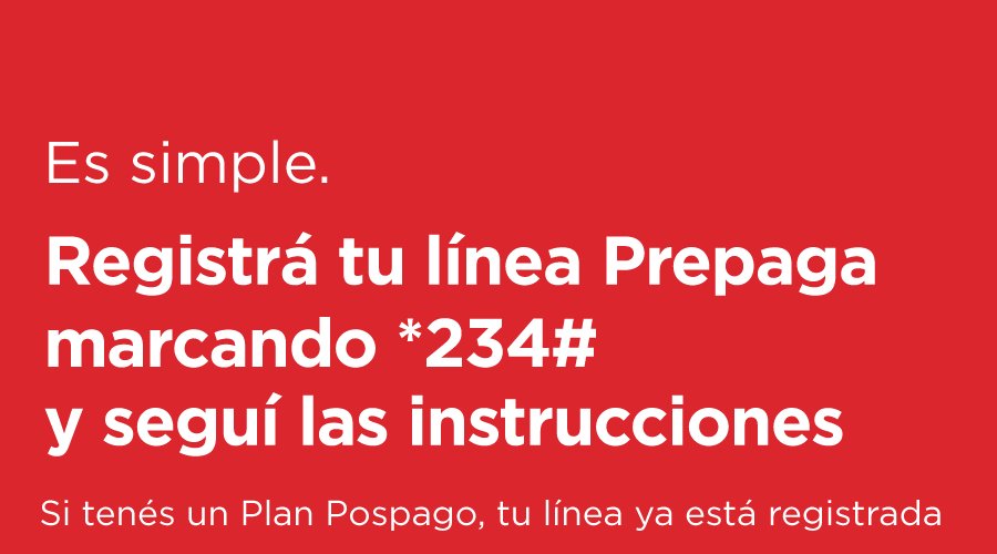 Si tenés una línea PREPAGA y aún no está registrada a tu nombre, registrala antes del 18/10 ⏰