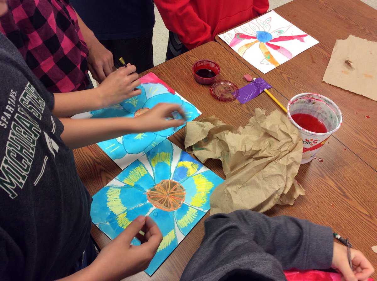 jesscrandell's tweet photo. I can't get enough of these #Okeeffe inspired watercolors from ART 4 #jxnartteachers #michED #K12ArtChat #NWCS1819 https://t.co/oKekrdPyge