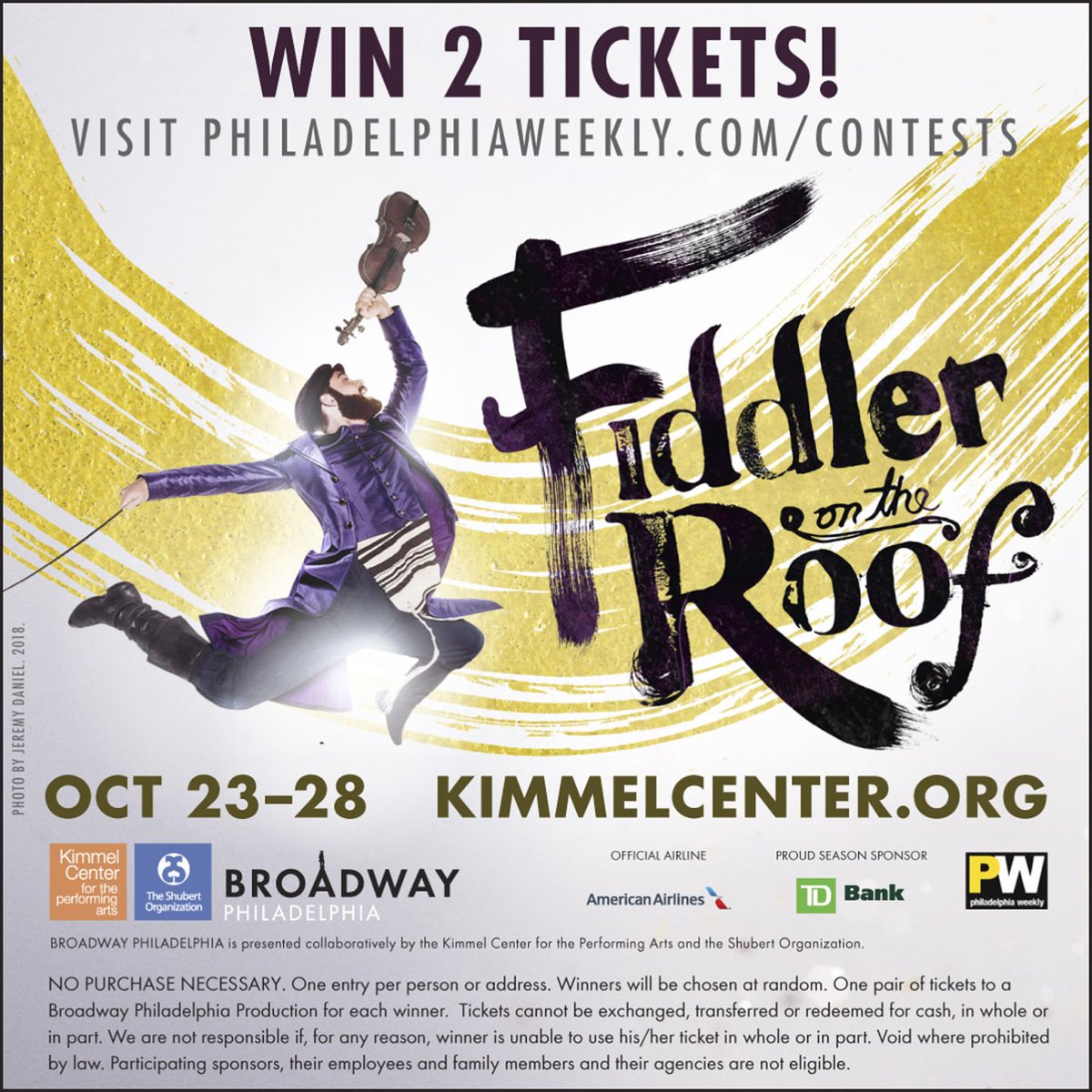PWpromos's tweet photo. Win 2 tickets to see "Fiddler on the Roof" At the @KimmelCenter Click here: https://t.co/h9kbNepoM7 https://t.co/TMl2h92SFP