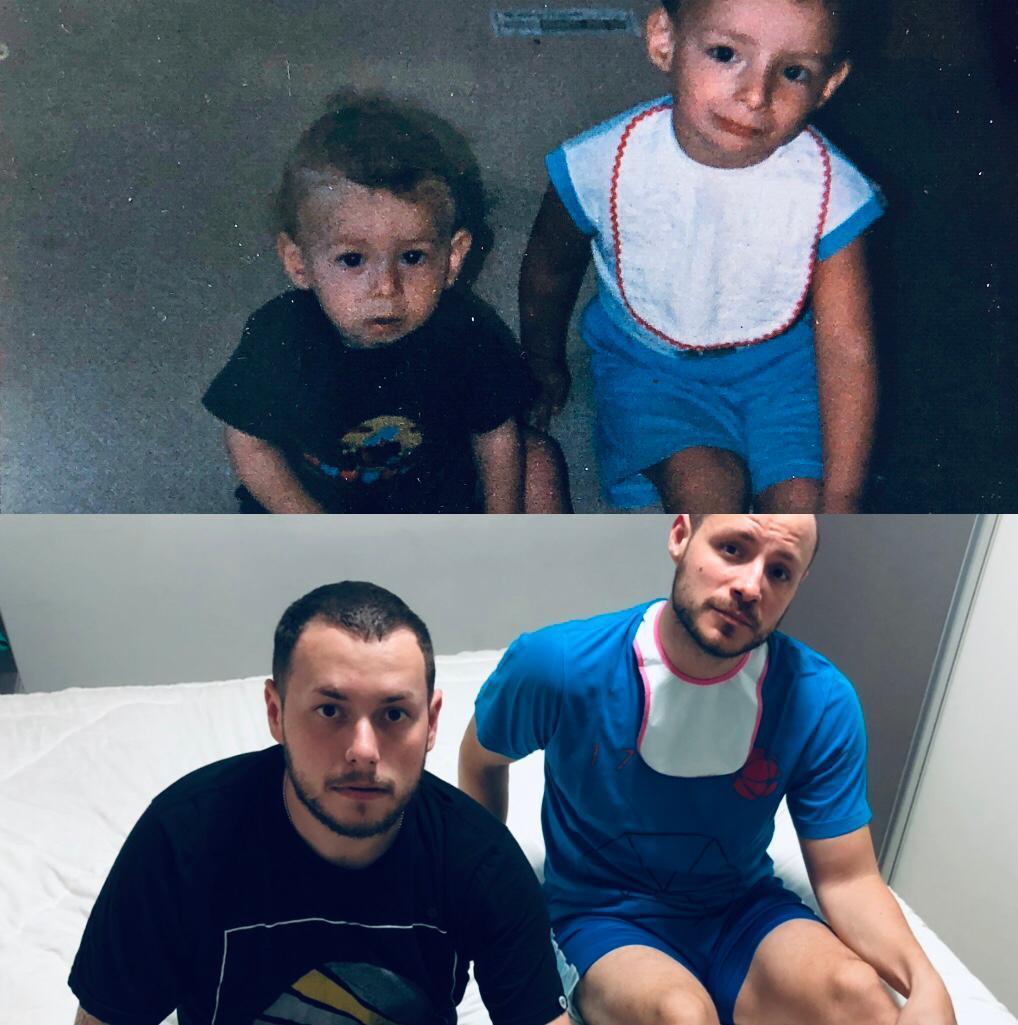 dupladanyerafa's tweet photo. Feliz dia das crianças com #DanyeRafa antes e depois 😂😂 Vocês acham que mudamos muito? kk https://t.co/49M4eR6mQJ