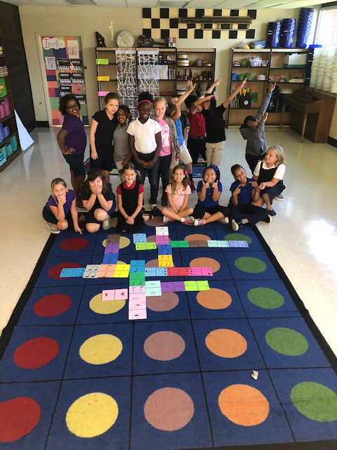 Students in Ms. Mattson's music class have been learning about note values and how to decipher the foreign symbols of written music. This is an awesome game of “Dominotes” inspired by dominos! The young musicians are preparing for their debut of bucket drumming!#clawsout <a href="/PCS_NC/">Pitt County Schools</a>