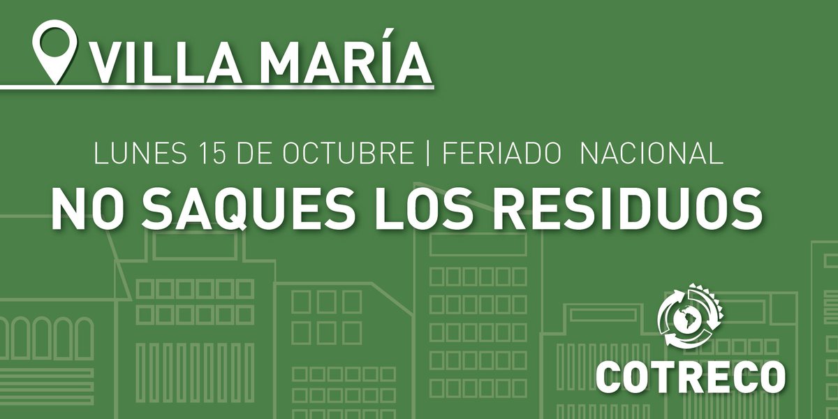 🔈RECORDÁ‼️✖️🚮 
 #FERIADO #LUNES #SERVCIO
<a href="/MuniVillaMaria/">Municipalidad Villa María</a> <a href="/VillaMariaYA1/">Villa María YA</a> <a href="/VillaMariaVivo/">Villa María VIVO!</a> <a href="/surrbac/">SURRBaC</a>