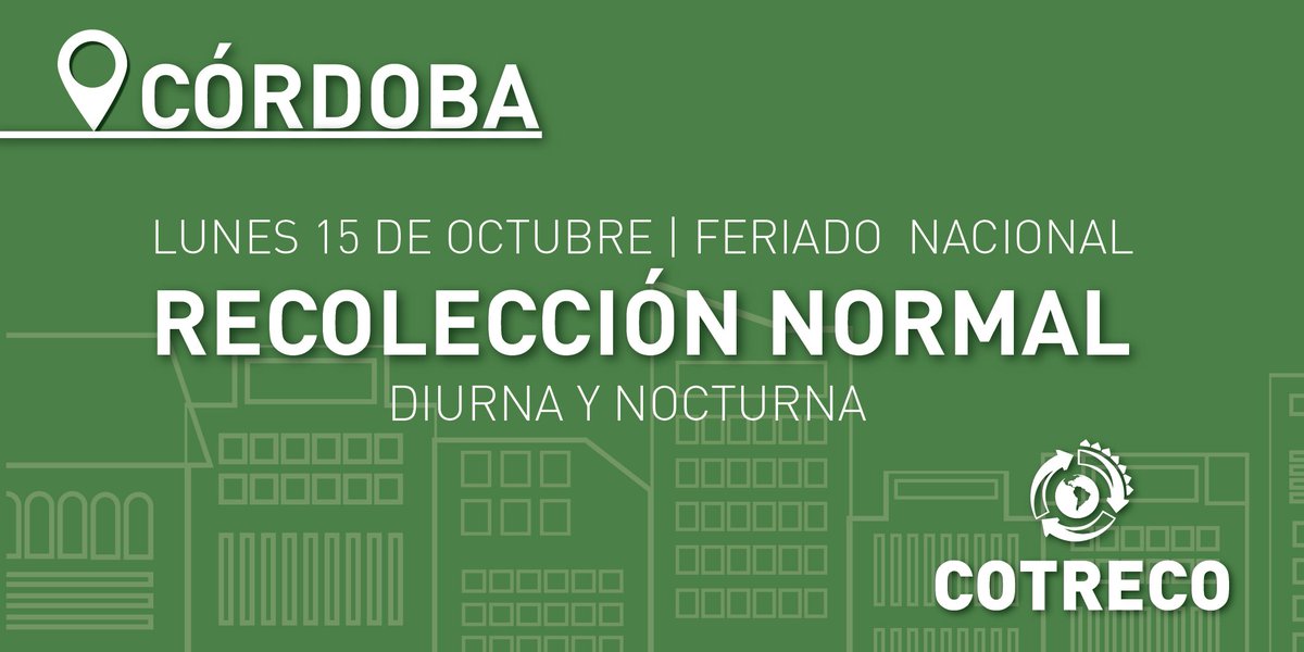 🔈ATENCIÓN 
 #FERIADO #LUNES #SERVCIO #NORMAL 
<a href="/MuniCba/">Municipalidad de Córdoba</a> <a href="/Cadena3Com/">Cadena 3 Argentina</a> <a href="/LAVOZcomar/">LAVOZcomar</a> <a href="/ElDoce/">El Doce</a> <a href="/surrbac/">SURRBaC</a>