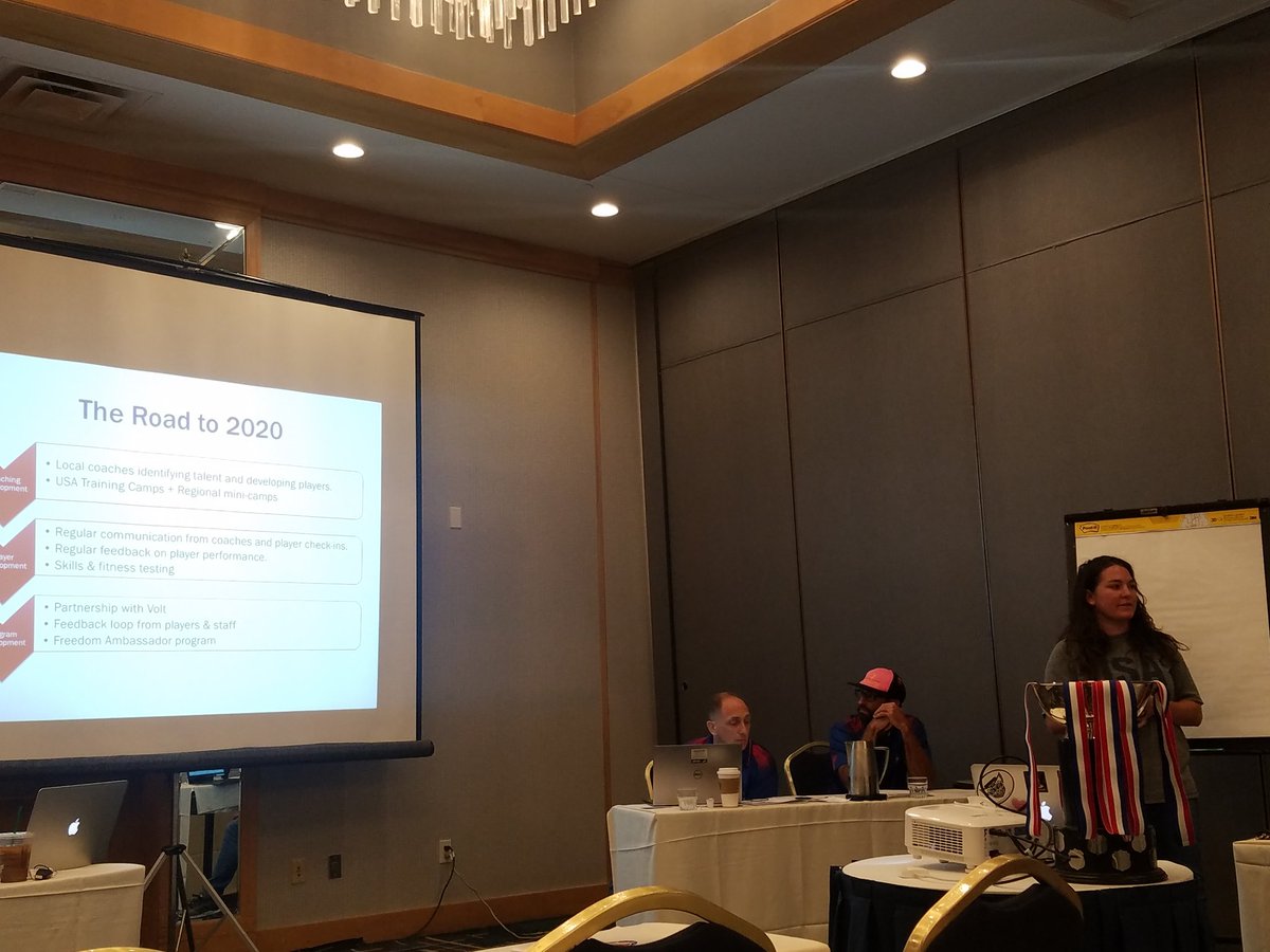 Head Coach, T, presents the Freedom strategic plan at the <a href="/USAFL1997/">USAFL</a>'s Administrator's Conference. @USAFLWomens <a href="/LadyLicata/">Christina Licata</a> <a href="/newyorkmagpies/">New York Magpies</a>