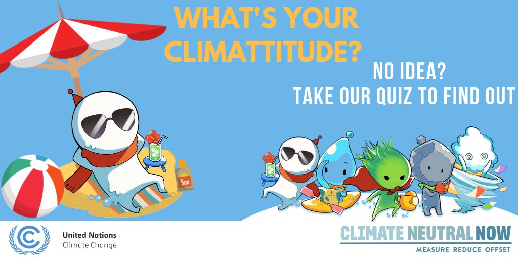 You would like to take #climateaction but don't know where to begin? Take our fun quiz to find out your #climattitude, and what action you can take to combat #climatechange. You can learn about the 3 simple steps to take to become climate neutral! bit.ly/Climattitude #CNNow