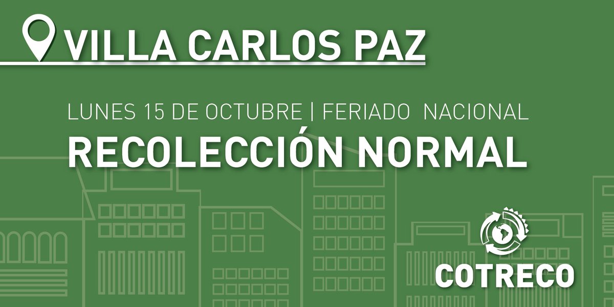 🔈ATENCIÓN 
 #FERIADO #LUNES #SERVCIO #NORMAL 
<a href="/CarlosPazVivo/">Carlos Paz Vivo</a> @municipiovcp <a href="/surrbac/">SURRBaC</a> <a href="/centediario/">Centediario</a>