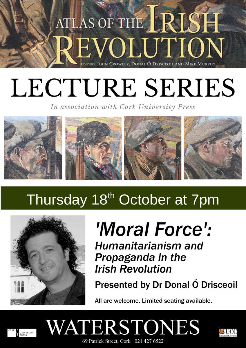 Our final #atlasoftheirishrevolution lecture is on Thursday 18th and is a must for all history fans. @CorkUP @corkcitylibrary @UCC @UCCHistory @BooksHibernia @CorksRedFM @Corks96FM @CorkEveningEcho @irishexaminer #irishhistory #history #revolution #cork #waterstones #corkhistory