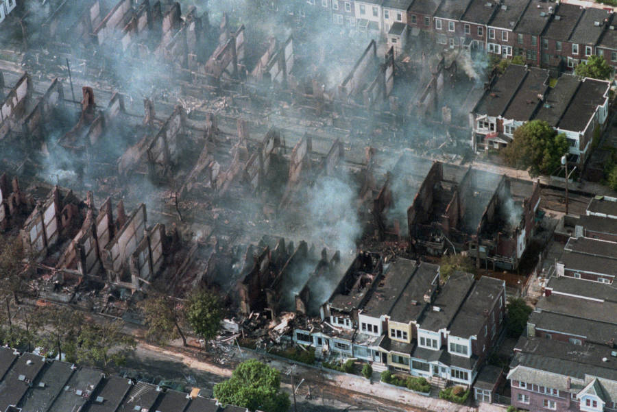 On Monday, May 13th 1985 all of us had witnessed the city and the Philadelphia Police Department drop a bomb from a helicopter on a house, killing 11 people including kids, and letting an entire city block burn to the ground