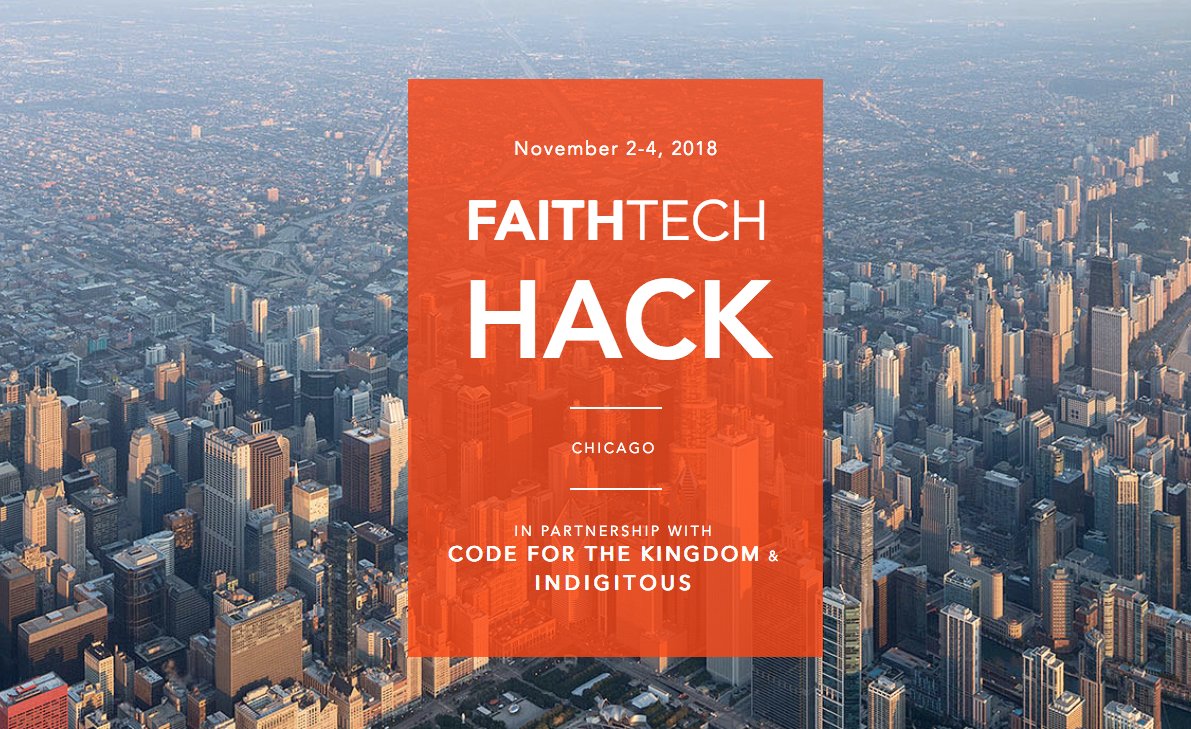 dwhitena's tweet photo. Hey #chicago &amp; midwest friends, check out this great #hackathon in Nov. We are gathering Christian technologists (or really anyone) interested in building tech for good, e.g., preventing human trafficking online. https://t.co/3olMkb2KOW

@indigitous @code4thekingdom @FaithTechChi https://t.co/rwY7UKXZvP