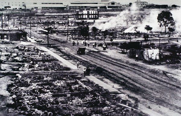 During the Tulsa race riot that destroyed Black Wall Street, people even dropped improvised bombs from crop-duster airplanes. Dropping bombs on their own cities, their own people. Much like what happened in Philadelphia 66 years later