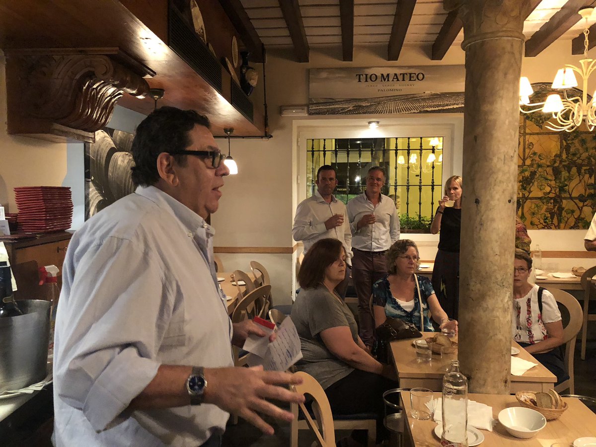 Seville_Writer's tweet photo. And we’re off - our Sherry pairing dinner is introduced by our host, Enrique Becerra @restbecerra #SherryWeek #sherrylovers https://t.co/WlxIsNS5pE