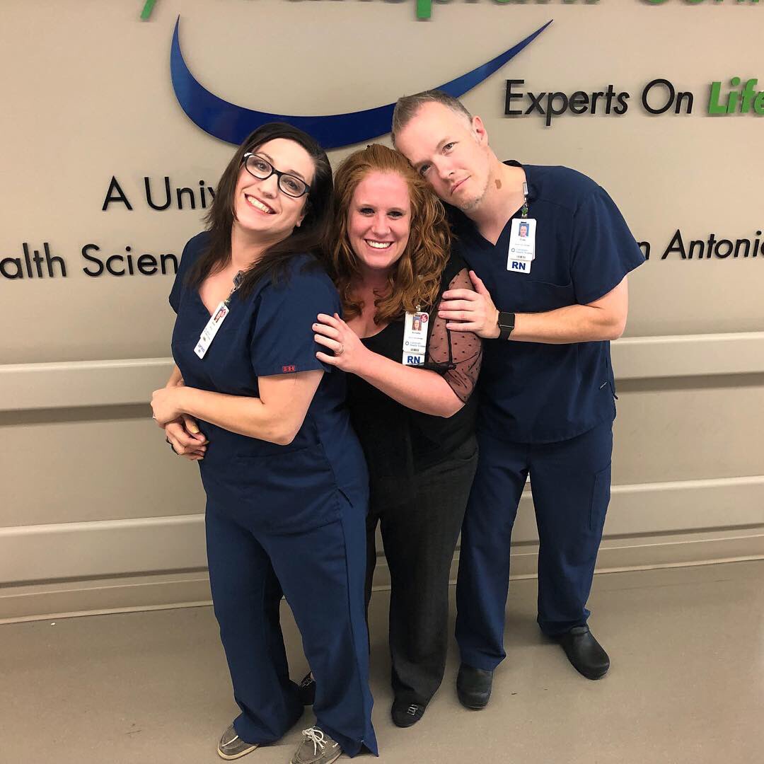 UnivTransplant's tweet image. We owe so much to our hardworking Transplant Nurse Case Managers! Annie Guajardo, Fidel Perez, and Darlene Hafner are dedicated to helping patients through all their discharge needs. It’s a complex job but one they do amazingly well #casemanager #nurselife #CMweek2018 #transplant