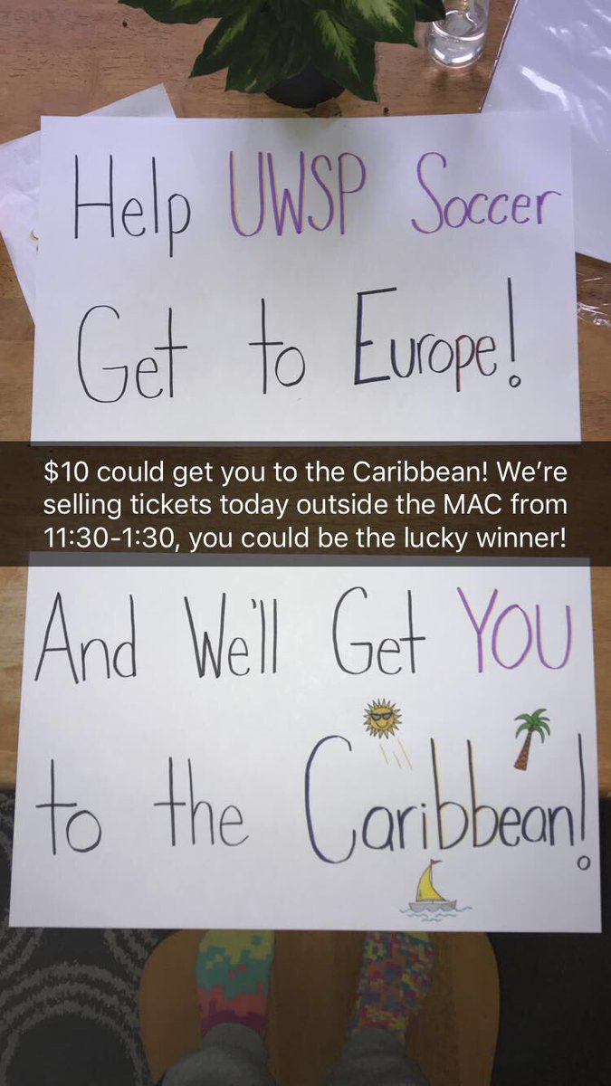 Mad_Dog015's tweet photo. Support @UWSPsoccer TODAY by purchasing your chance to win a 5 day vacation to Barbados! Tickets are being sold in the HEC hallway from 11:30-1:30 ⚽️ 

Interested but can’t make the time? Message me and we’ll get you set up! https://t.co/Vk8gtQtn9I