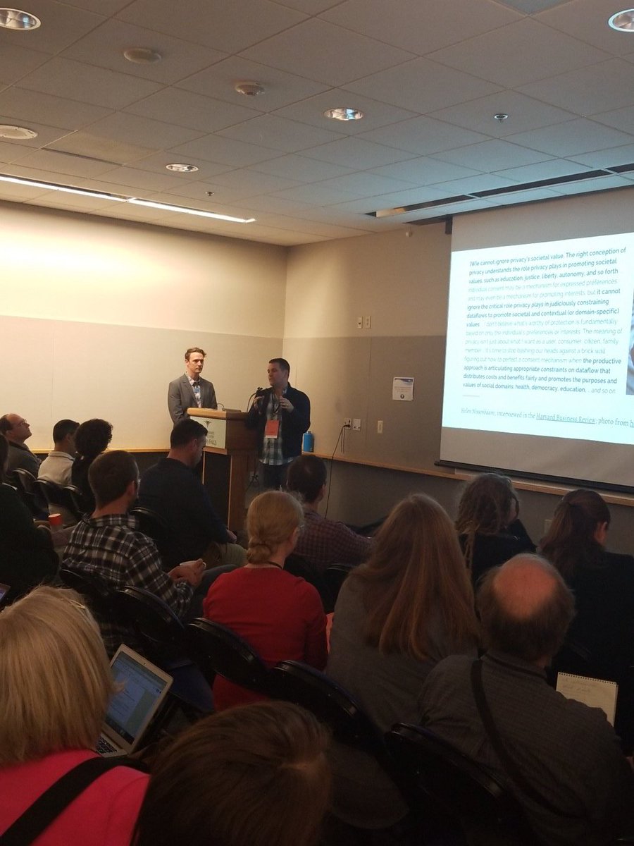 maeverawr's tweet image. Standing room only in @steelwagstaff and @billymeinke talk on privacy and data collection. Its heartening to see this many people who care about privacy.  @LibSkrat @thecorkboard got a shout out for their work on privacy ethics.  #OpenEd18