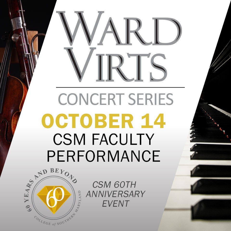 CSMDArts's tweet photo. Don't miss the CSM Faculty Performance on Sunday, October 14, as part of the Ward Virts Concert Series! This 60th anniversary event begin at 3 p.m. at the Prince Frederick Campus. Details at: https://t.co/tcBUIDcSW9 #CSM60th https://t.co/rYwXgXWhos