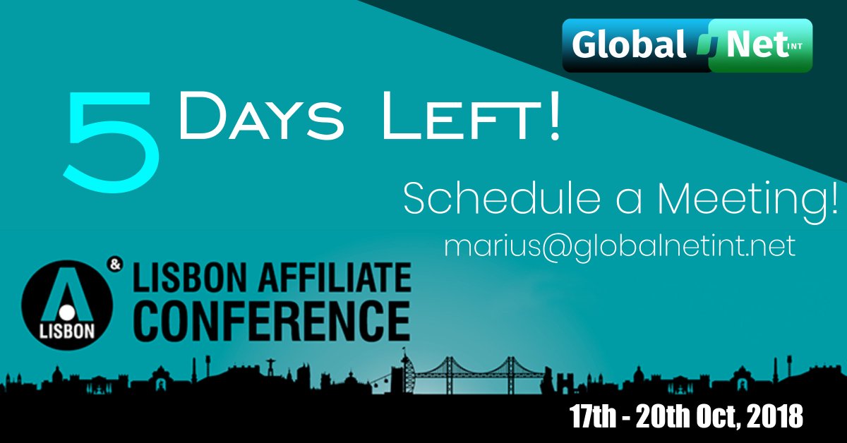 Marius_GNI's tweet photo. Only 5 Days left until @iGBAffiliate Affiliate Conference 2018 at #Lisbon ! Schedule a meeting with me via marius@globalnetint.net ! #LiAC2018 #FinTech #iGaming #Ecommerce #B2B #Affiliate #FXTrader #Payments https://t.co/0SCqHoWxtd