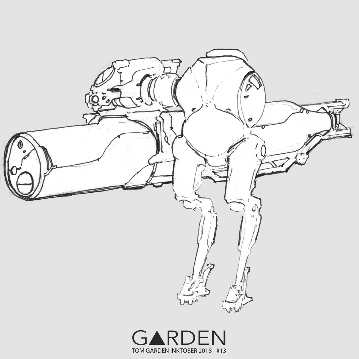 Inktober 13 - #inktober2018 #tgconceptart #tomgarden #lineart #mecha #robot #art #conceptart #sketching #inktober #ink #illustration #doodle #drawing #bw #anime #artist