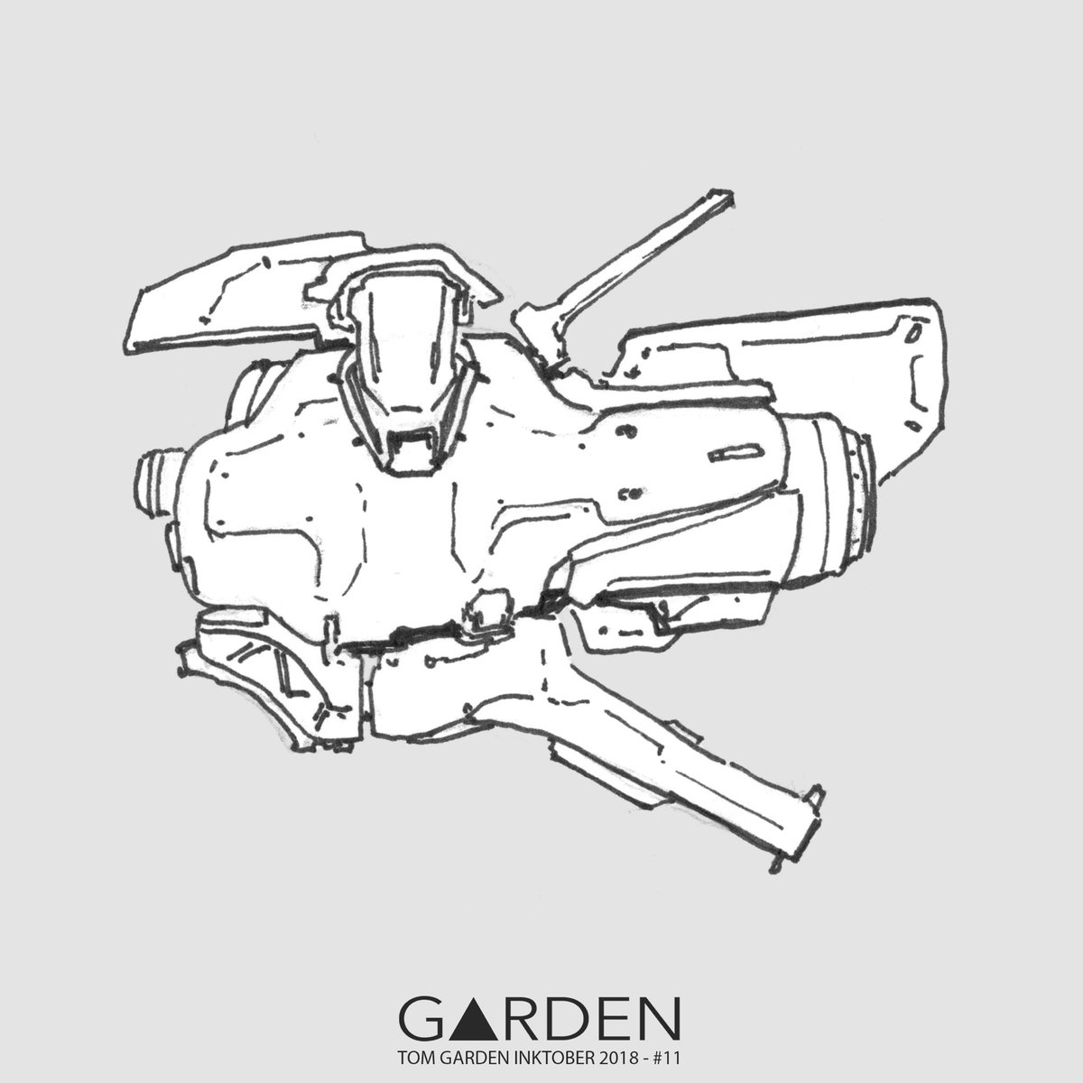 Inktober 11 - #inktober2018 #tgconceptart #tomgarden #lineart #mecha #robot #art #conceptart #sketching #inktober #ink #illustration #doodle #drawing #bw #anime #artist