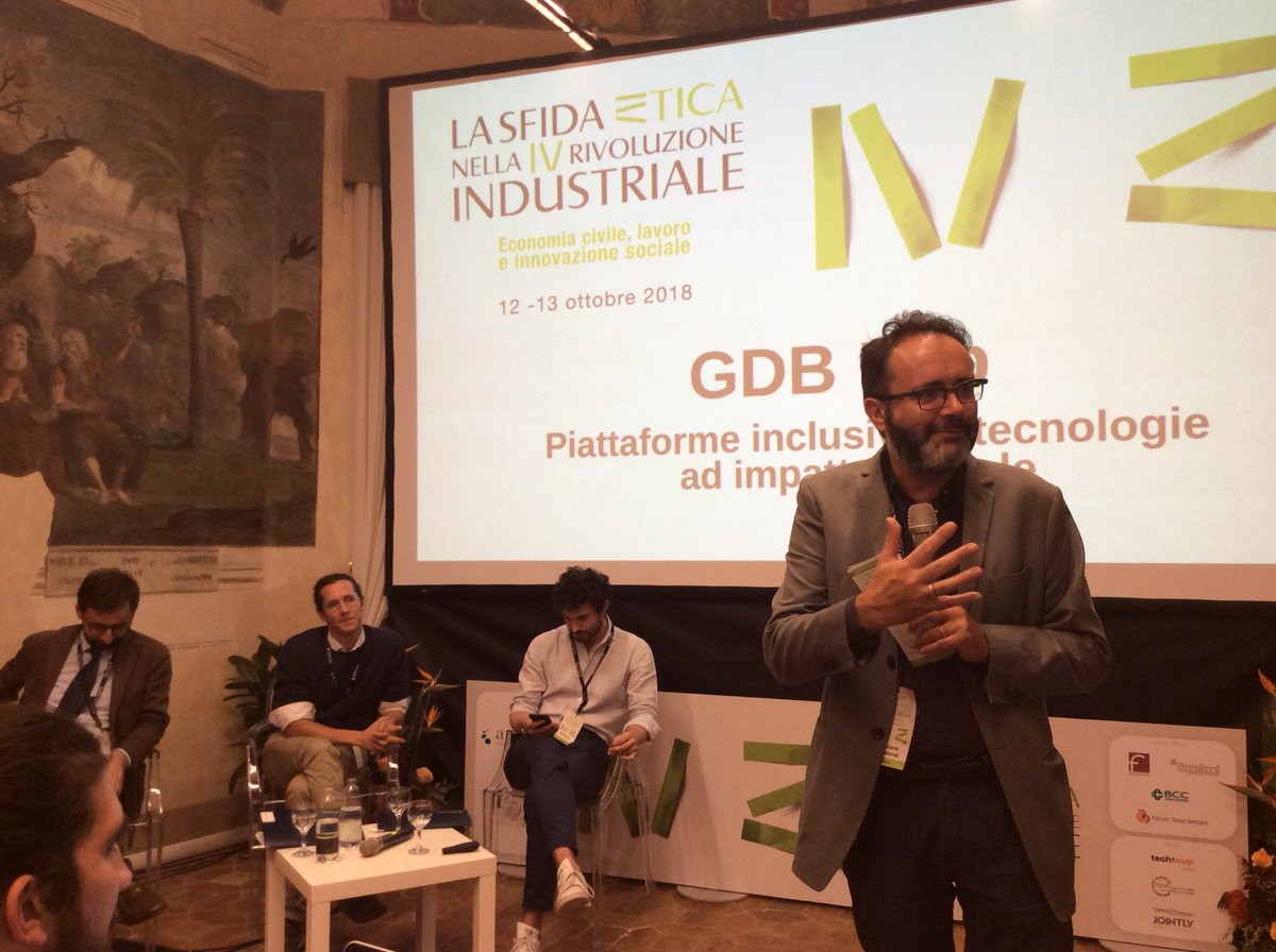 FrancescaSane's tweet photo. #gdb2018 @AICCONnonprofit 
@Editormanque apre #gdblab

Primo speech di @mattecolo_twit @nesta_it su #Blockchain for social good https://t.co/1UoZXp4VKx