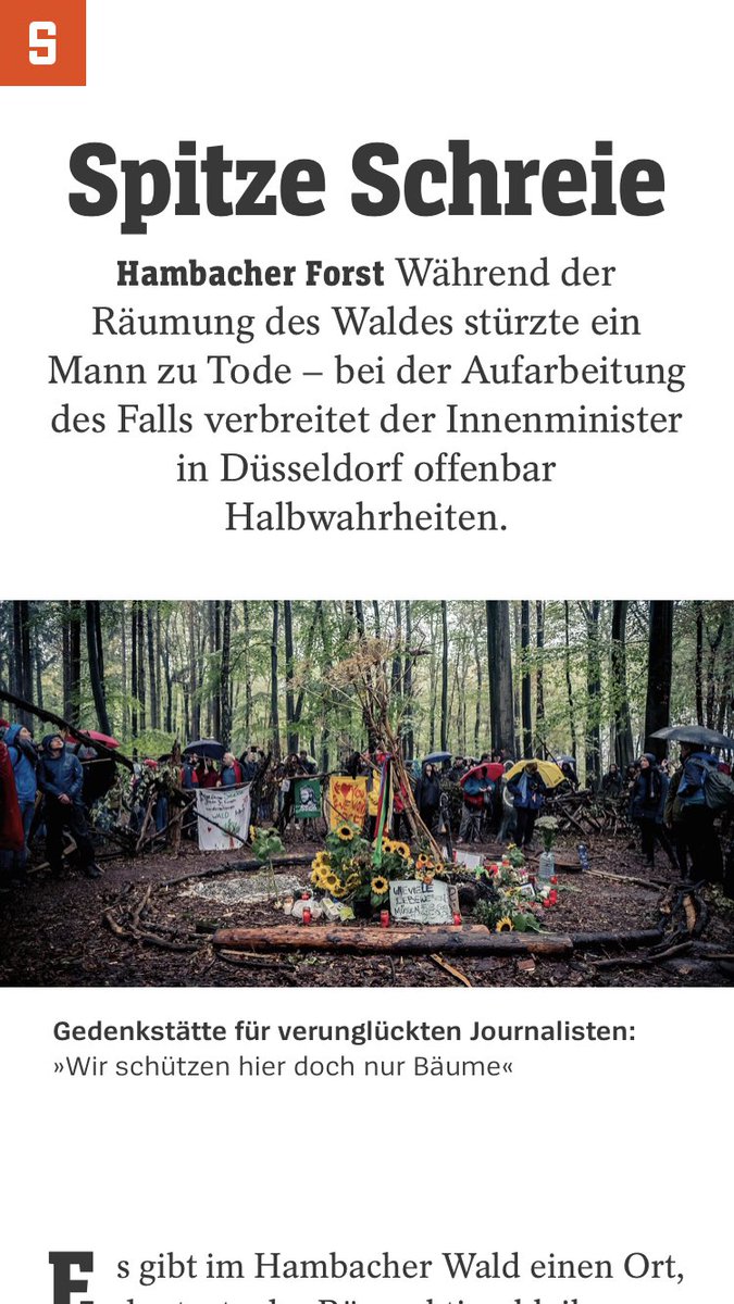 lukaseberle's tweet photo. Nach dem tödlichen Sturz eines Journalisten im #HambacherWald sollen Aktivisten das Unfallopfer verhöhnt haben. Sagte Innenminister @hreul 

Stimmt nicht, zeigen @DerSPIEGEL Recherchen. Reul korrigiert sich jetzt.

https://t.co/JVgFsEuZAn (€)

@HambiBleibt @NRWpunktDE https://t.co/l5flMSz3LL