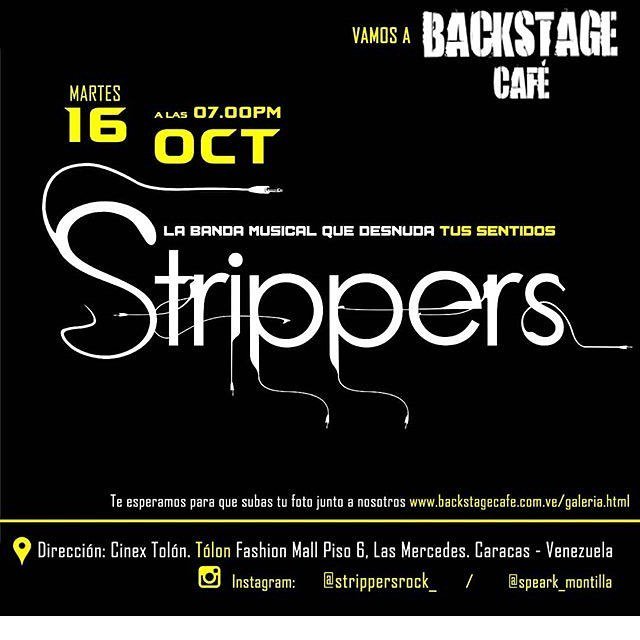 Pendientes para salir de la rutina este martes #16octubre con los <a href="/strippersmusic/">Jeff</a> que se presentan en <a href="/backstagecafeve/">Backstage Café</a> 
#músicacaracas #bandascaracas #caracasrock #rock ift.tt/2yh9izF