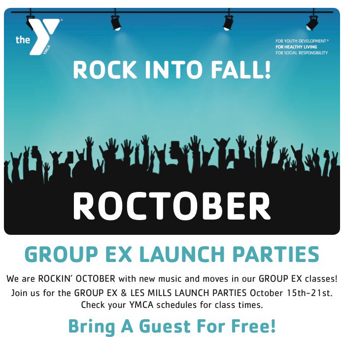 Plano Family YMCA (@plano_ymca) on Twitter photo Are you ready to ROCK ๐ IT ๐ OUT ๐?This October is ROCTOBER at the YMCA ๐๐๐๐
We're bringing you NEW MUSIC ๐ฎ NEW MOVES ๐ and a TON of ENERGY ๐ช
Kick Fall of the RIGHT Way! Oh yea....bring a guest....FOR FREE ๐
Contact kmarcum@ymcadallas.org for more deets Are you ready to ROCK ๐ IT ๐ OUT ๐?This October is ROCTOBER at the YMCA ๐๐๐๐
We're bringing you NEW MUSIC ๐ฎ NEW MOVES ๐ and a TON of ENERGY ๐ช
Kick Fall of the RIGHT Way! Oh yea....bring a guest....FOR FREE ๐
Contact kmarcum@ymcadallas.org for more deets