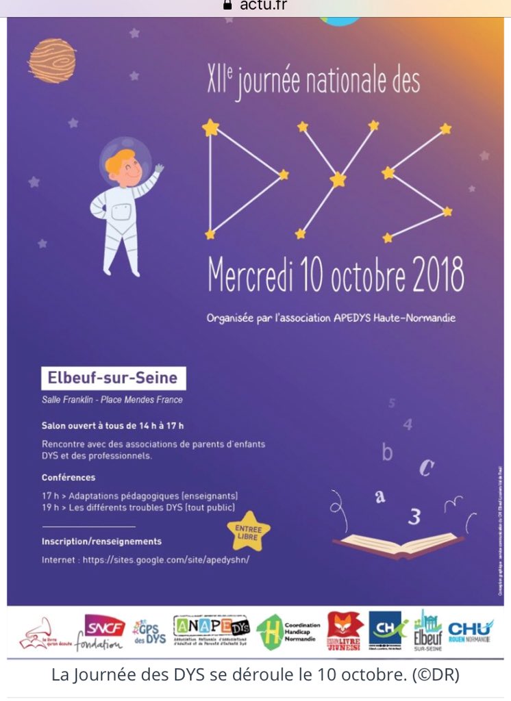 RNormandys's tweet photo. @RNormandys était présent mercredi à Elbeuf pour la #JournéeNationaleDesDYS organisée par #APEDYS  Haute Normandie https://t.co/SI4QkkCtrY https://t.co/Mv1ndlHhV7
