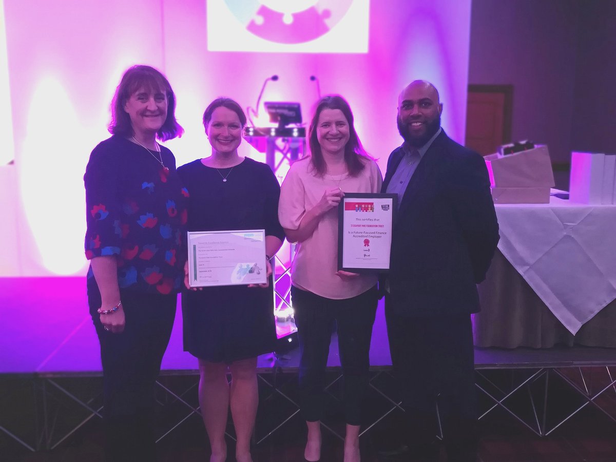 Wissworld's tweet photo. So proud of team Stockport Finance for receiving Finance Skills Development accreditation level 3 for NW and FFF today at #FinDirs18 @StockportNHS @FSDNorthWest @nhsFFF https://t.co/9Eu6RQ699e