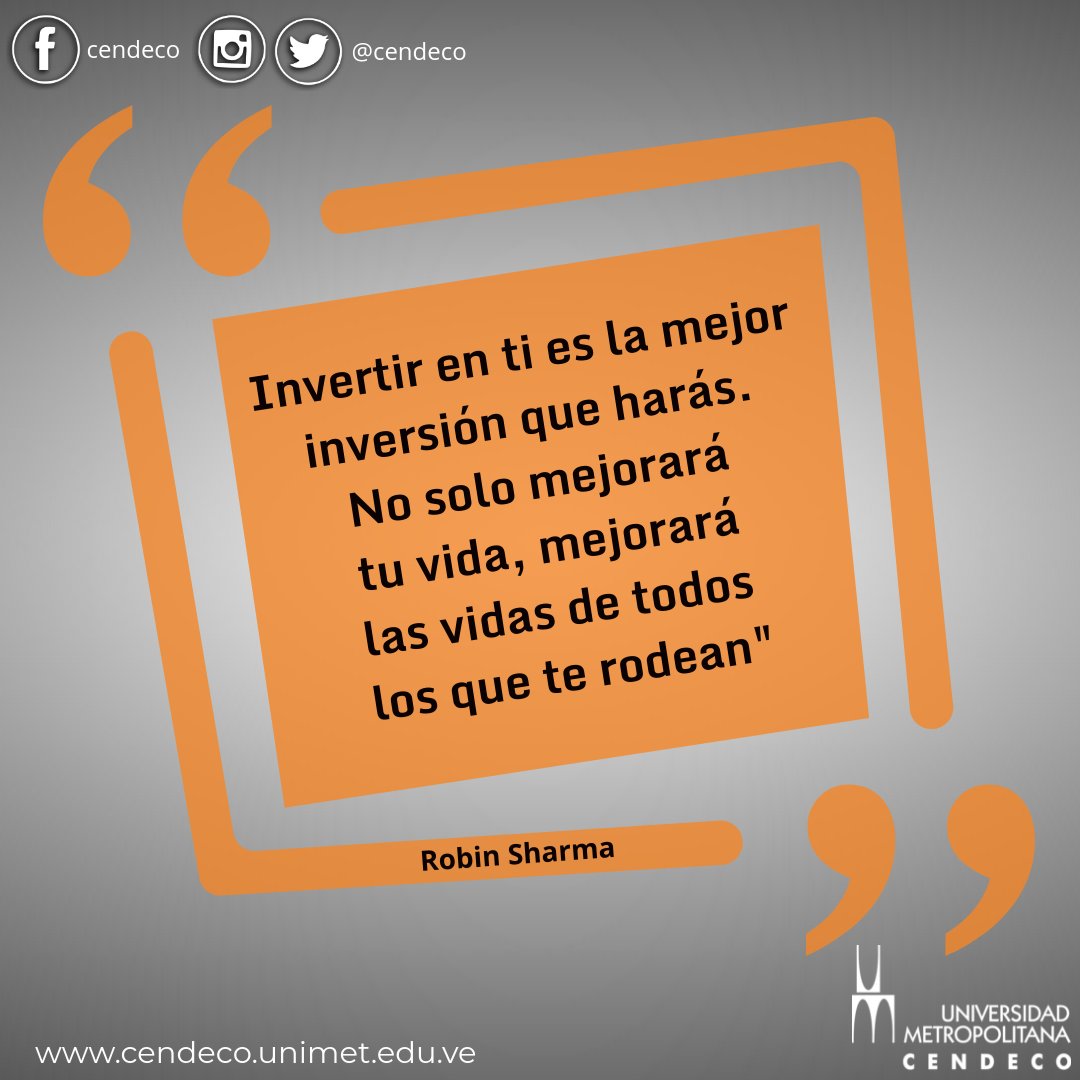 ExtensionUNIMET's tweet photo. La mejor inversión es la que haces en ti mismo.
#CENDECOTips https://t.co/vIzDuX5HHl