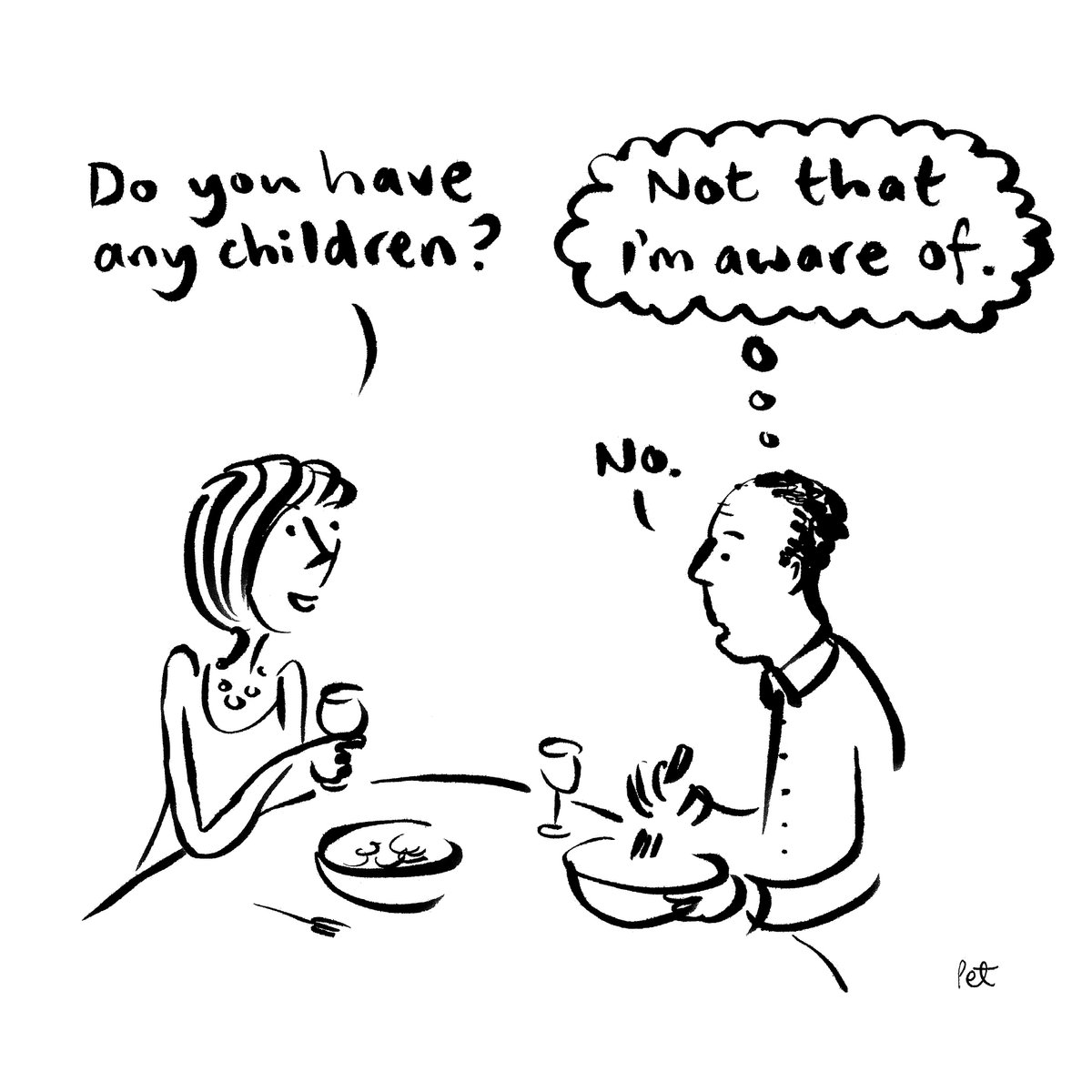 RichPettitt's tweet image. Do you have any children? #firstdatequestion #cartoons #thoughtbubble