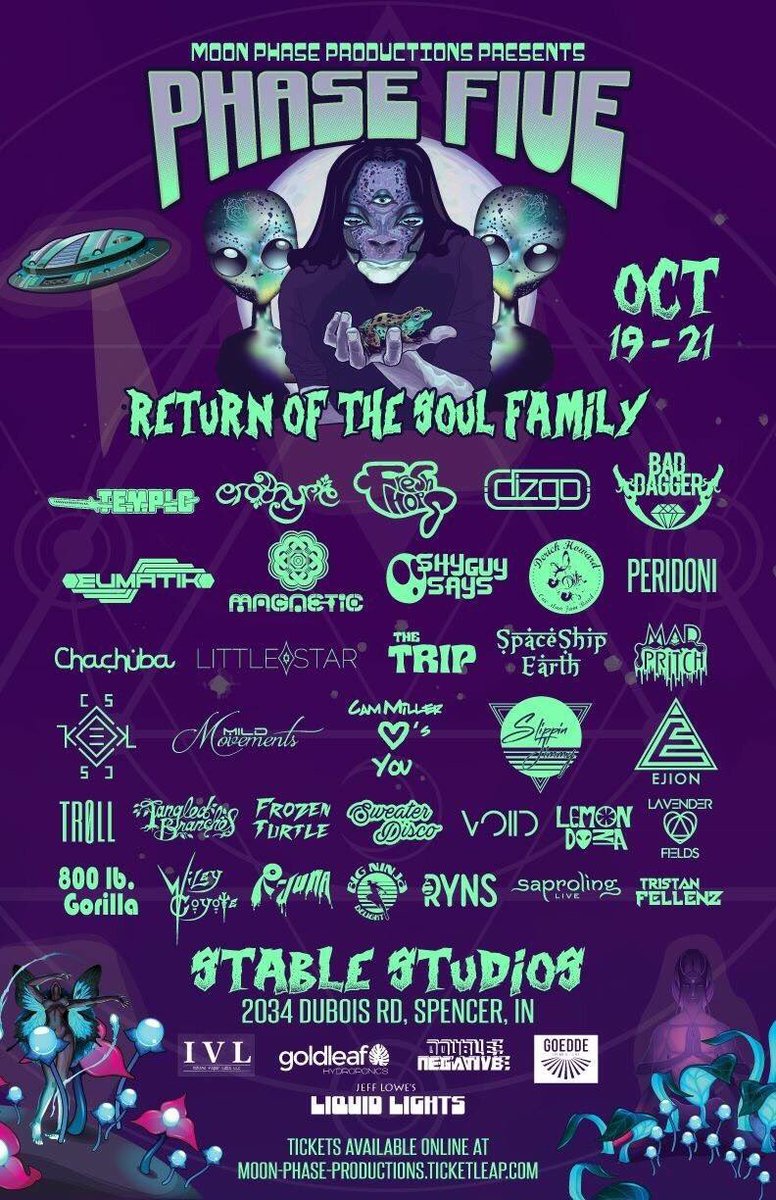 goldleafhydro's tweet photo. Goldleaf is a proud #sponsor of Phase Five #musicfestival! Join us at beautiful @StableStudiosIN the weekend before #Halloween for #music, #arts, and more! #festivalseason #onemoretime #localart #localmusic #localbusiness #eventsponsor https://t.co/WSpspvN666