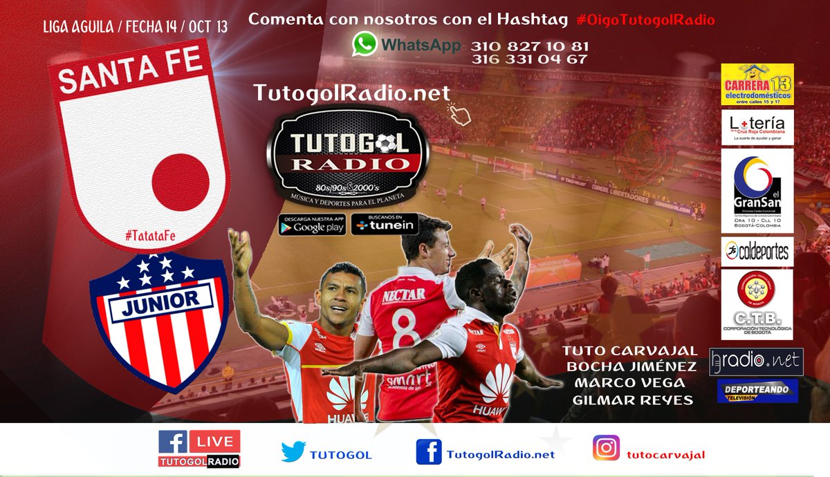 TUTOGOL's tweet photo. #FelizViernes #Sabado 7:45 pm juega @SantaFe #Relatamos y #Transmitimos como #Papa el #Abuelo siempre soñaron alguien lo hiciera con @SantaFe #PasionTotal Aquí! https://t.co/WiMgPDWi3h
https://t.co/kcZdQ1Jqq7 @TUTOGOL @BochaJimenez @marcovegatorres @GilmarReyes @R9Santi https://t.co/Yy9ZbzQ1gd