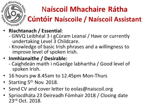 #Gaeilge #jobfairy #Naíscoil