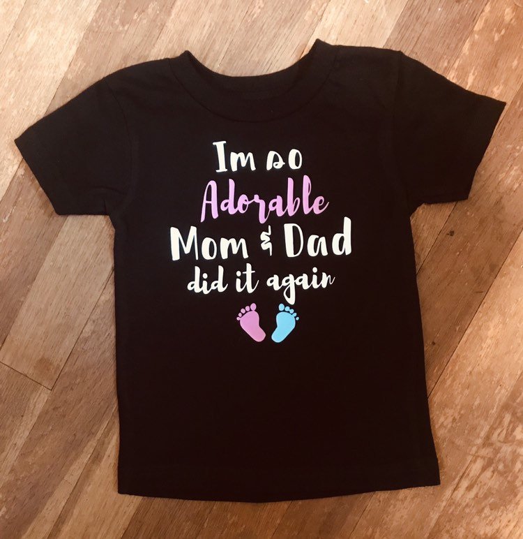 MadeFullOfLov3's tweet photo. Excited to share the latest addition to my #etsy shop: Im so adorable mom and dad did it again Gender reveal shirt Baby announcement shirt kids party shirts sibling tshirts big sister shirt https://t.co/BYUxD8DK9s #clothing #children #girl #kidsclothing #announcement https://t.co/ZDCXlEgFCB