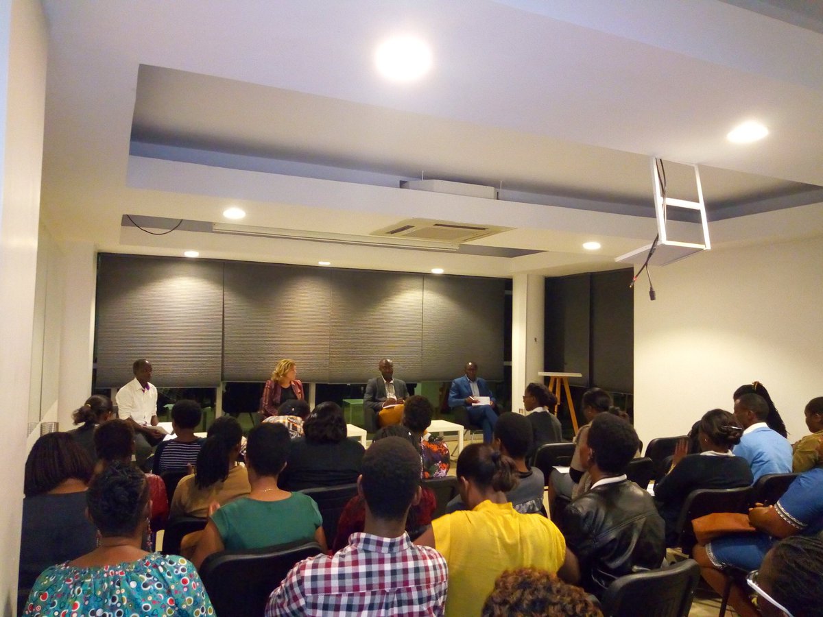 PsyRwanda's tweet photo. Our public discussion kicks off. We are pleasured to have eminent and brilliant panelists which includes Dr Cindi Cassady , Mr Chaste Uwihoreye and Mr Baniface discussing in light of #WMHDay18 theme titled "Young People and Mental Health in A Changing World" https://t.co/FRGh8utb49